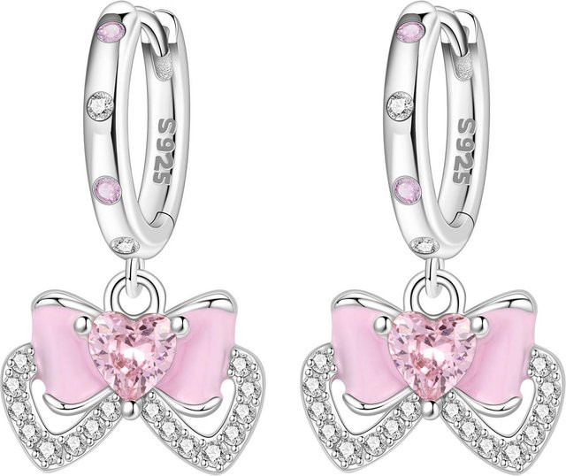 Orstarry Ohrringe, 925 Silber, Rosa Schleife, Zirkonia, Damen - Bild 1