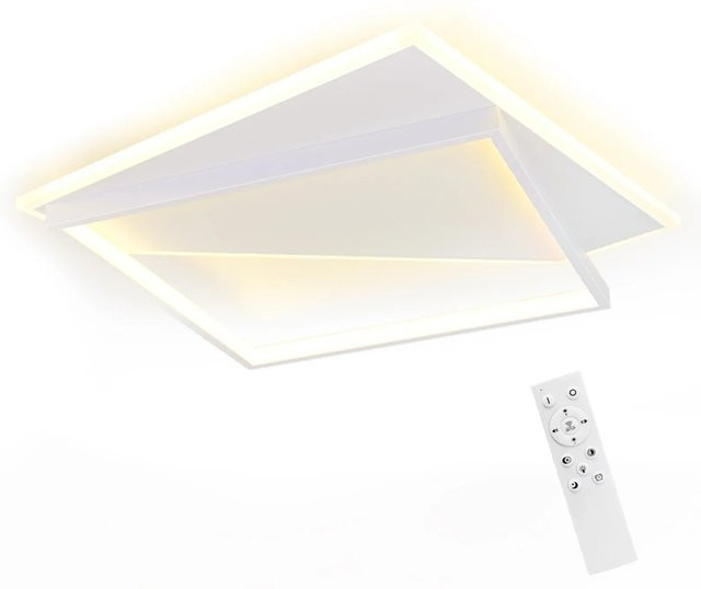 NETTLIFE LED Deckenleuchte aus Metall in Weiß, dimmbar mit Fernbedienung, Durchmesser: 48 cm - Bild 1