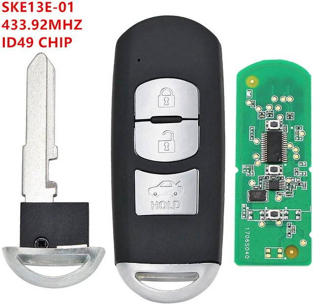 Keyecu Ersatz Fernbedienung Schlüsselanhänger mit 3 Tasten, 433MHz ID49 für Fiat Spinne SKE13E-01, Schwarz, ungeschnittene Klinge - Bild 1