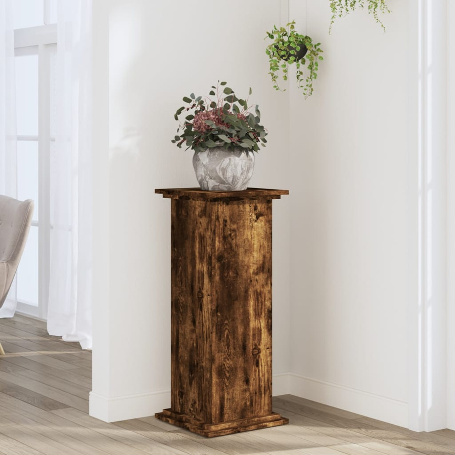 vidaXL Pflanzenständer aus Holzwerkstoff in Geräucherte Eiche, B/T/H: 33 x 33 x 80 cm - Bild 4