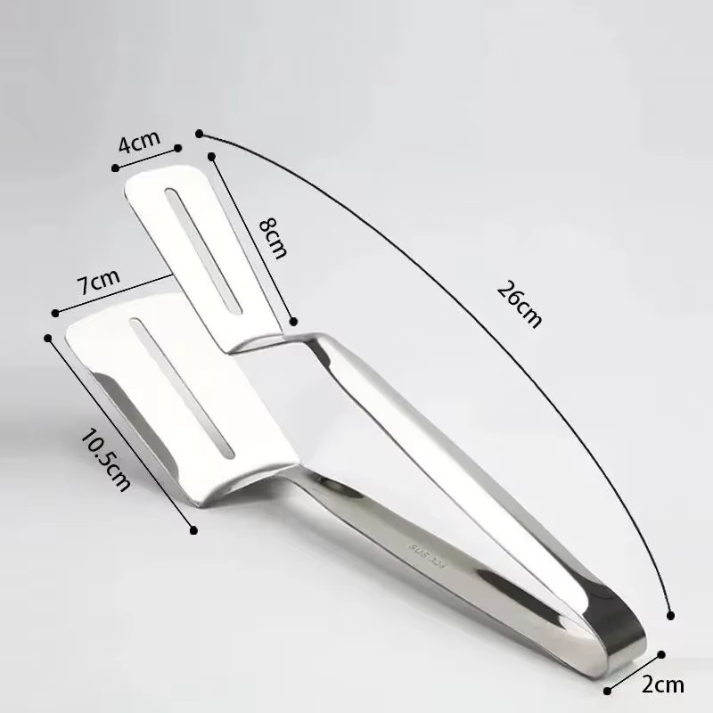 HOCOSHINE BBQ Grill Zange aus Edelstahl in Silber mit doppelseitiger Schaufel und Clip für Steak, Fisch und Gemüse - Bild 6