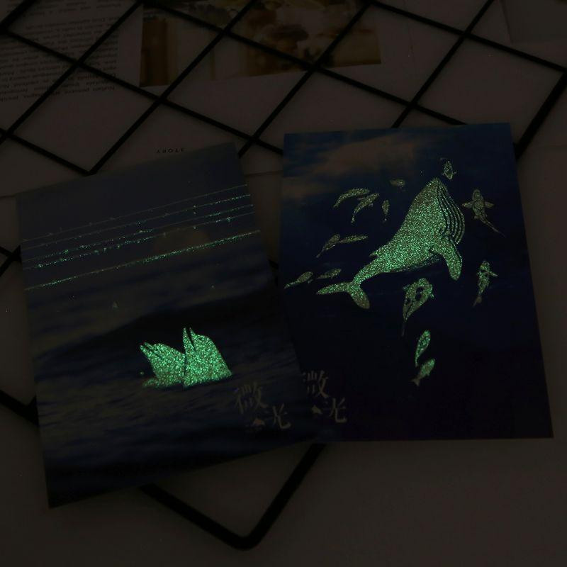 30 Stück Vintage Leuchtende Postkarten Glow In The Dark Ozean Motiv in Blau aus Papier - Bild 6