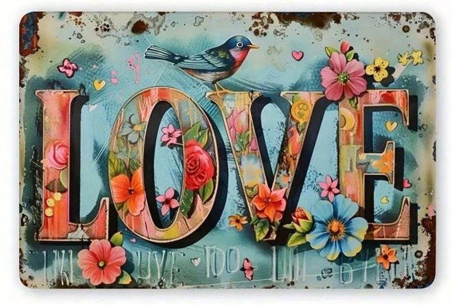 CIFbuy Vintage Metall Blechschild Liebe Frieden Wanddekor Retro B/H: 30 x 20 cm bunt - Bild 1