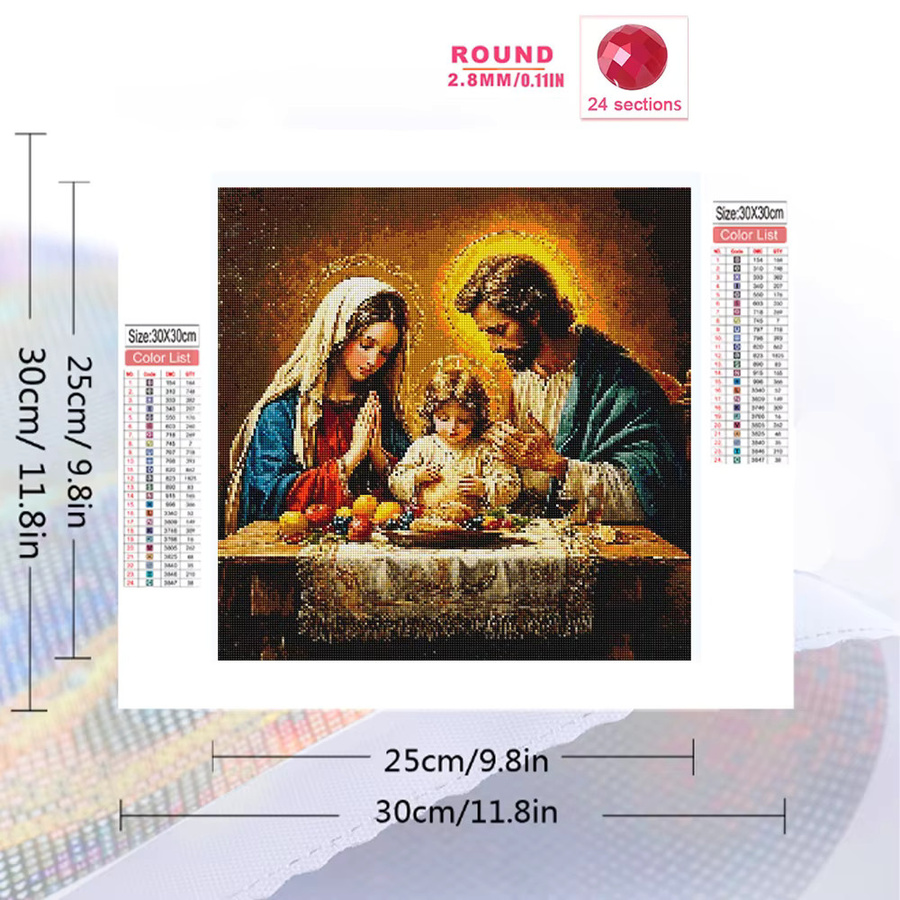 EverShine Diamantmalerei Religion Mosaik-Bild mit Jesus und Jungfrau Maria, Mehrfarbig, B/H: 20 x 20 cm - Bild 2