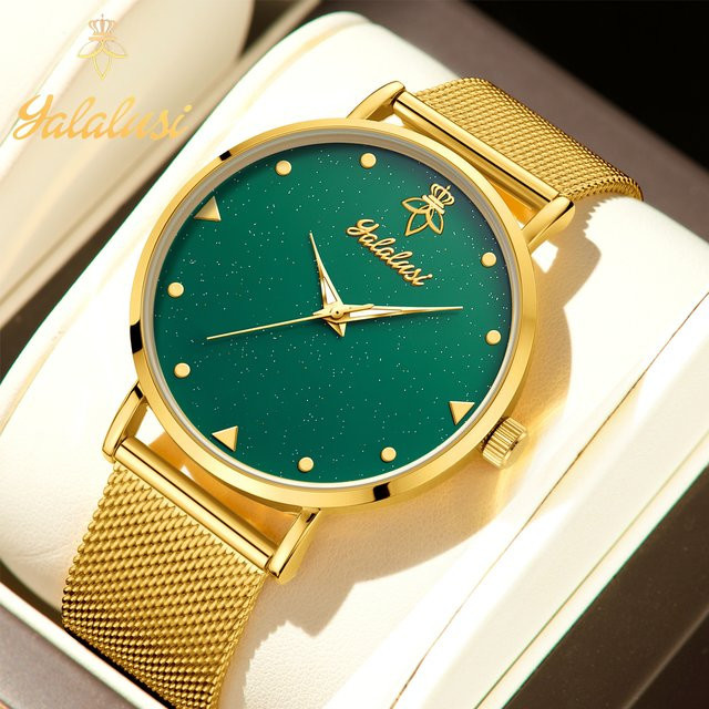 YaLaLuSi Armbanduhr, Quarz, Messing, Gold, Blau, Milanaise, Herren - Bild 1