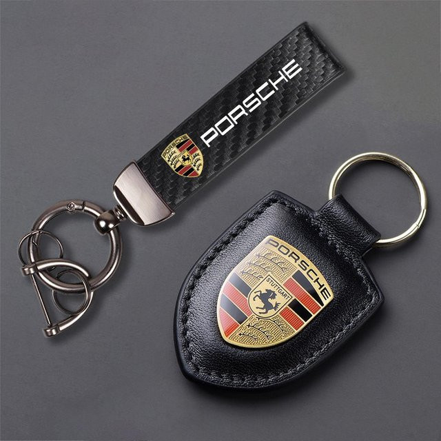 Porsche Schlüsselanhänger Leder, Carbonfaser, gray, Unisex - Bild 1