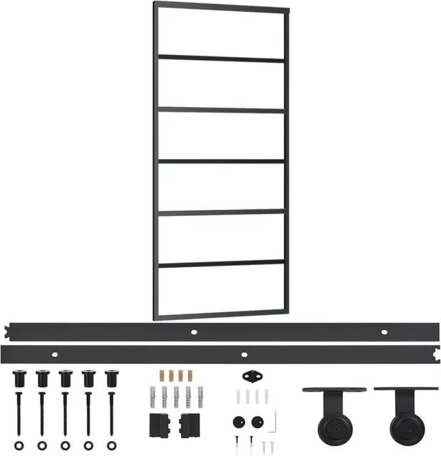 vidaXL Schiebetür aus ESG-Glas und Aluminium in Schwarz und Transparent, B/H: 90 x 205 cm - Bild 1