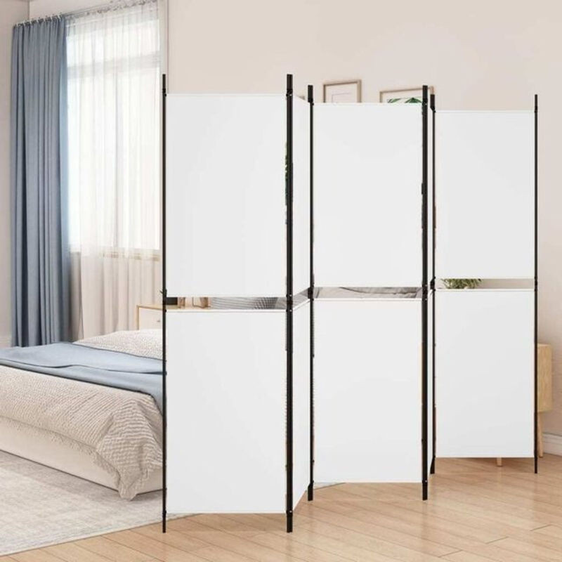 5-tlg. Paravent vidaxl in Weiß aus Textil und Metall, minimalistisches Design, Breite: 250 cm, Höhe: 180 cm - Bild 1