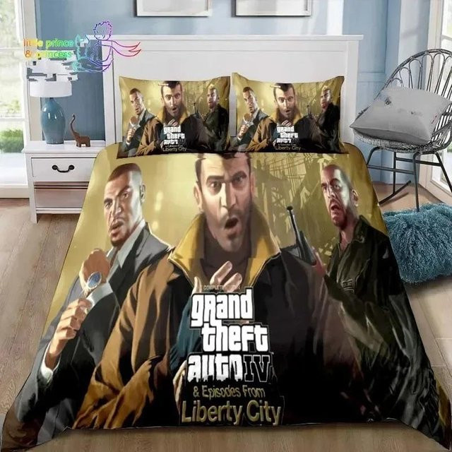Binchi Outdoor Product Bettwäsche Set Grand Theft Auto GTA Design mit Bettbezug und Kissenbezug, Mehrfarbig, B/H: 200 x 200 cm - Bild 1