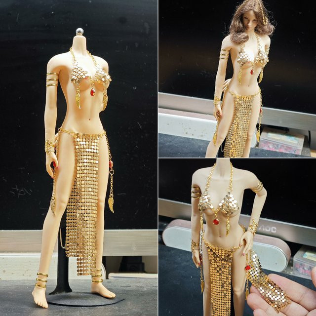 Weibliche Puppen Kleidung Metallic Pailletten, Gold, 1/6 Maßstab, Zubehör - Bild 1