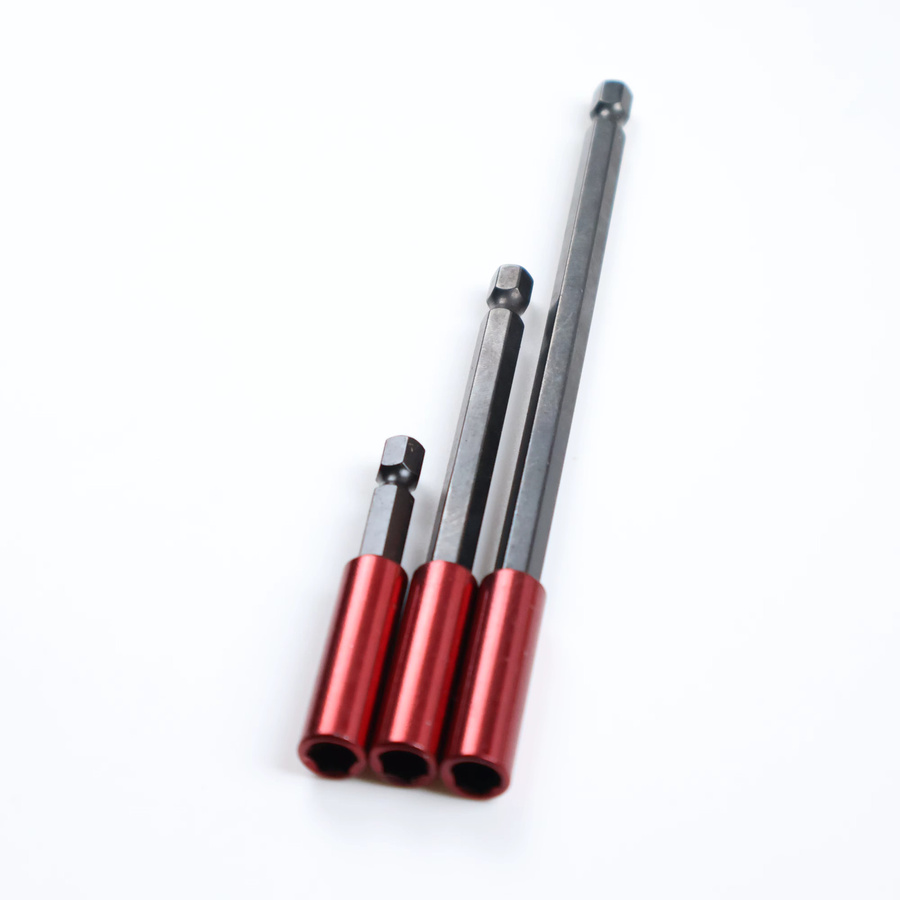 LIQU Magnetischer 1/4-Zoll Sechskant Bithalter-Verlängerung mit Schnellwechsel-Funktion, Farbe: Rot, Länge: 60 mm - Bild 2