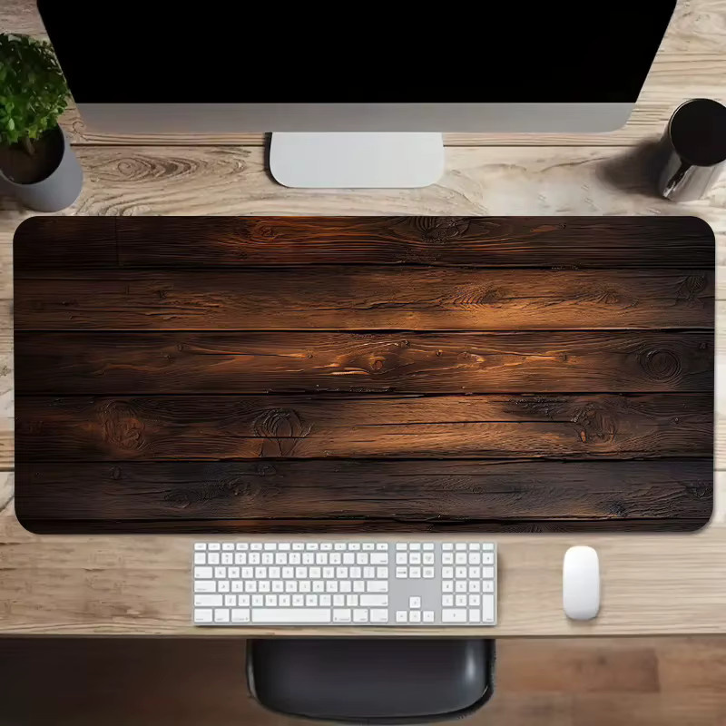 Waschbare Schreibtischunterlage mit Holzmaserung in Braun für Gaming und Büro - Bild 3