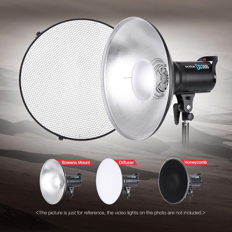 Aimo 16-Zoll Beauty Dish Softbox mit Diffusor und Wabengitter für Bowens-Halterung, Schwarz, B/T/H: 41 x 41 x 14,5 cm - Bild 5
