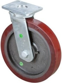 BS Schwerlast-Lenkrolle aus Guß-Polyurethan mit roter Kunststoffrolle, Tragkraft 2500 kg, Durchmesser 400 mm, B/T/H: 200 x 160 x 40 mm - Bild 1