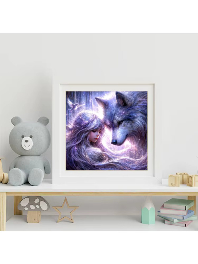 Momoart Diamant-Gemälde Wolf DIY-Bastelset mit runden Steinen in Multicolour, B/H: 20 x 20 cm - Bild 3
