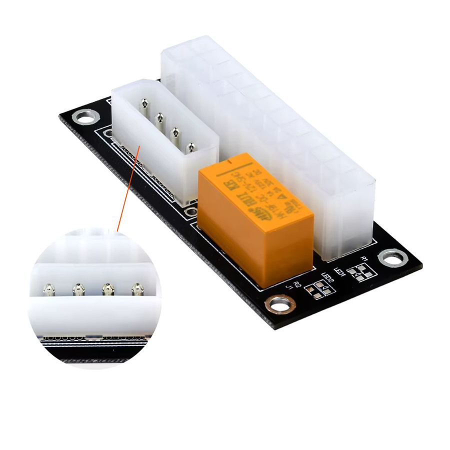 TISHRIC ADD2PSU ATX 24-Pin Dual-Netzteil Synchronisierungs-Startkarte mit Molex 4-Pin und SATA für Mining in Schwarz - Bild 2