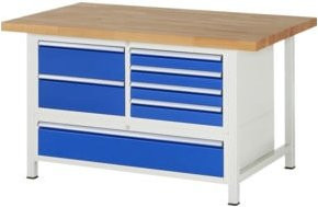 Rau Werkbank höhenverstellbar 8931A2 mit 7 Schubladen, Multicolor, B: 150 cm, T: 90 cm, H: 84-104 cm - Bild 1