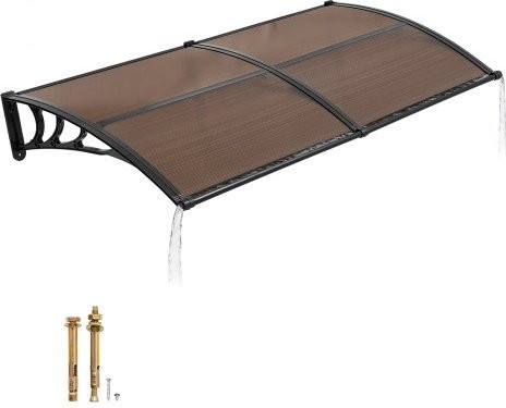 VEVOR Pultbogenvordach für die Haustür mit Entwässerung und ABS-Halterung aus Polycarbonat, Braun, B: 96,5 cm, H: 198,7 cm - Bild 1