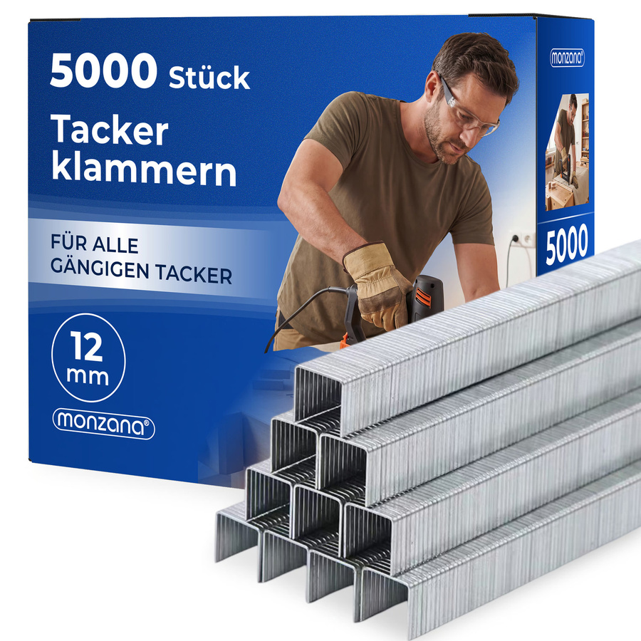Monzana Tackerklammern aus verzinktem Stahl, 5000 Stück, Farbe: Silber, B: 5,8 mm, L: 12 mm - Bild 2
