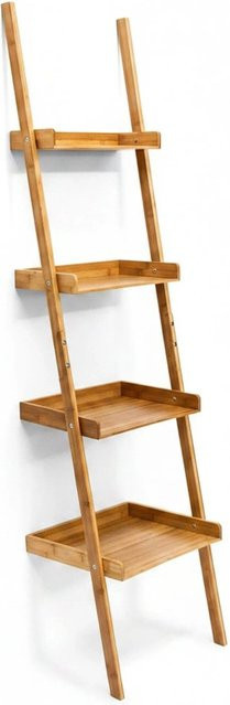 Relaxdays Leiterregal aus Bambus in Natur, 4-stufig, modern und freistehend, Höhe: 176 cm, Breite: 44 cm, Tiefe: 37 cm - Bild 1