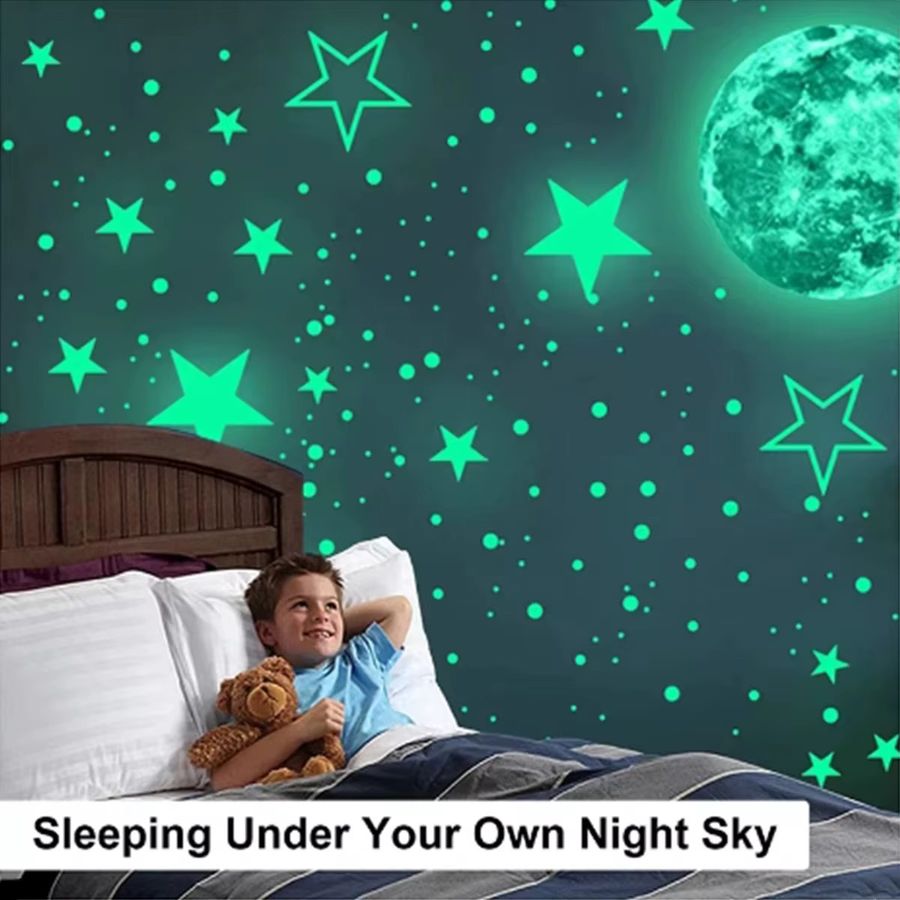 100 Stück fluoreszierende Stern-Aufkleber zum Leuchten für Kinderzimmer und Wände - Bild 3