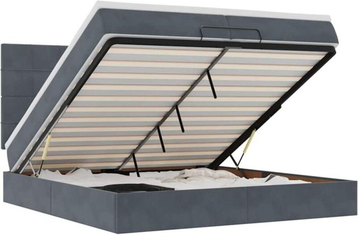Vidaxl Ottoman Polsterbett mit Matratze aus Samt in Dunkelgrau B/T/H: 200 x 200 x 128 cm - Bild 1