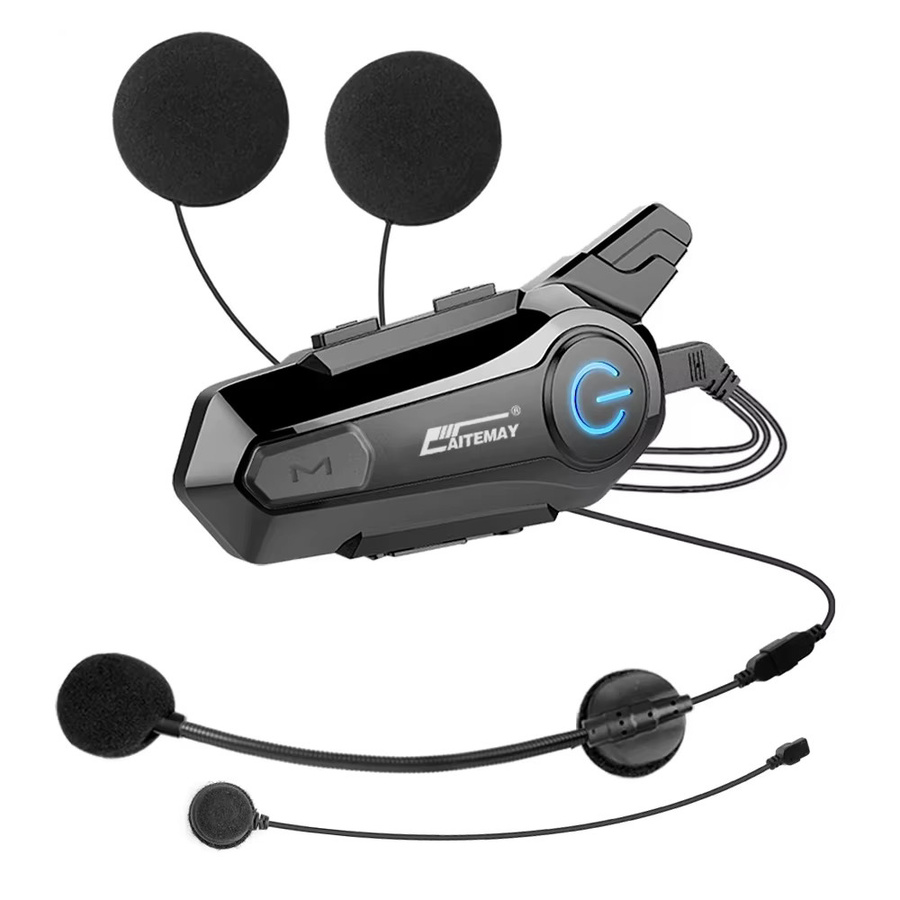 Kebidumei Bluetooth Motorradhelm Intercom-Headset für 2 Fahrer, 1000m Reichweite, Schwarz - Bild 1