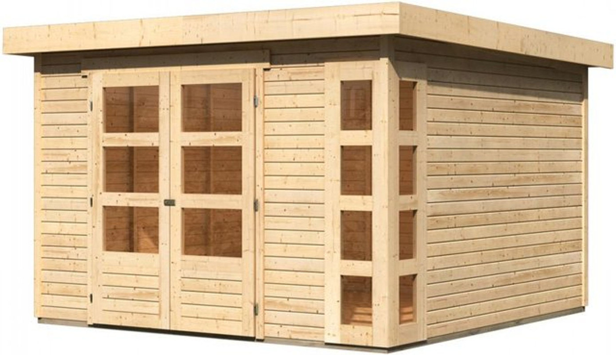 KARIBU Gartenhaus Kerko 6 aus Holz in Beige, B/H/T: 302 x 216 x 306 cm - Bild 2