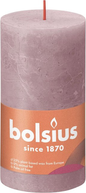 Bolsius Rustik-Kerze Shine Eschenrose in Rosa, Durchmesser: 68 mm, Höhe: 130 mm - Bild 1