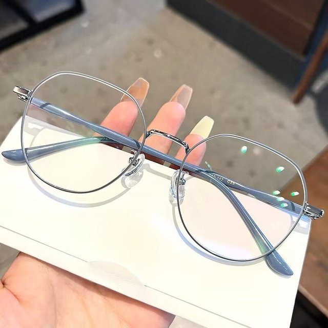 Korrektionsbrille Metall, Vollrand, Silber, Damen, Blaulichtfilter - Bild 1