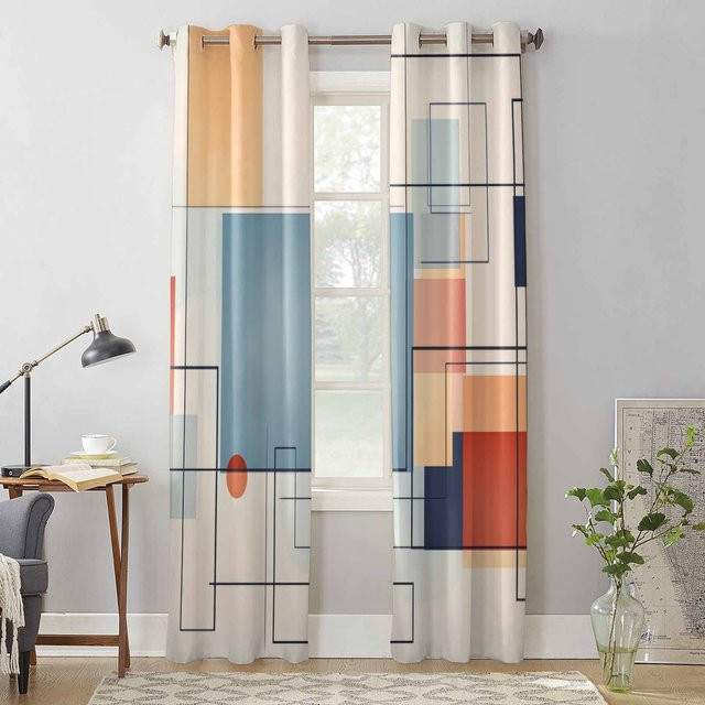 Abstrakte Ölgemälde Vorhänge von Super Six, halbtransparentes Design in Multicolour, Breite: 135 cm, Höhe: 135 cm - Bild 1