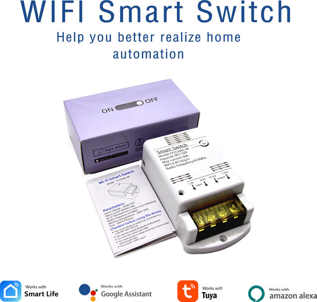 Tuya Smart WLAN Switch 30A Intelligentes Automatisierungsmodul mit App-Fernbedienung in Weiß - Bild 1