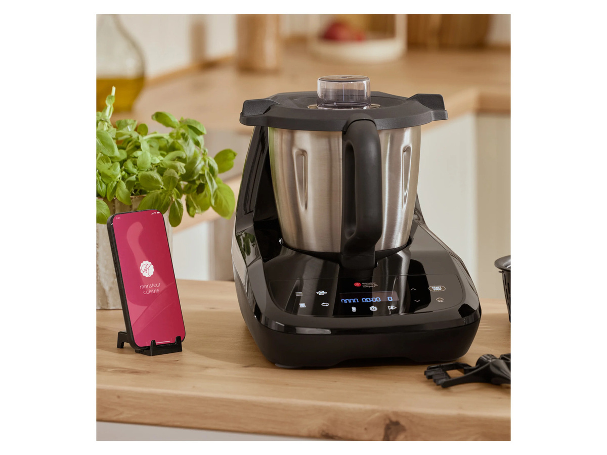 SILVERCREST KITCHEN TOOLS Monsieur Cuisine compact SMCC 1100 A1 Küchenmaschine in Schwarz mit App-Steuerung und Sous-Vide-Funktion - Bild 3