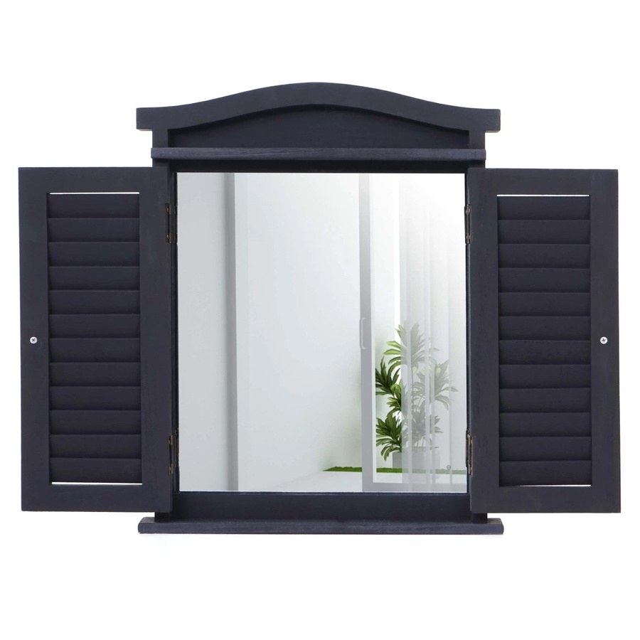MCW Wandspiegel Spiegelfenster mit Fensterläden im Shabby-Look, Dunkelgrau, B/H/T: 53 x 42 x 5 cm - Bild 2