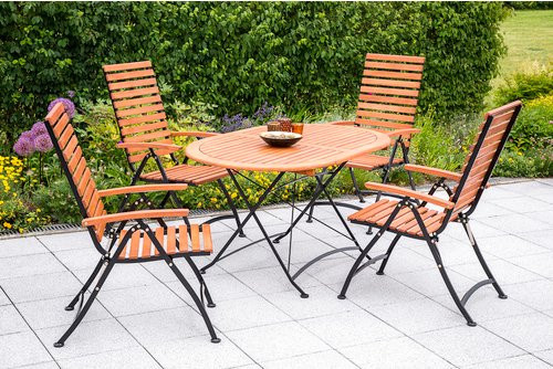 Merxx Gartenmöbelset Schlossgarten aus Eukalyptusholz und Flachstahl, 5-teilig, schwarz, B/T/H: 140 x 90 x 109 cm - Bild 1