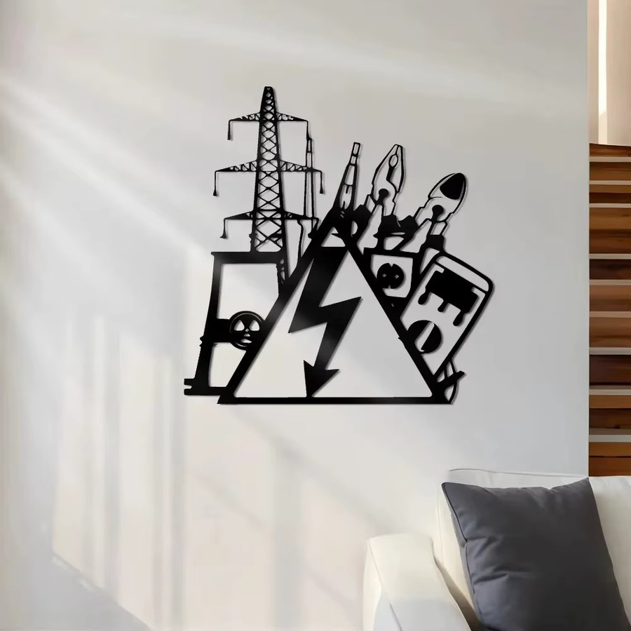 CIFBUY Wandkunst aus Metall in Schwarz, Industrielle abstrakte Laserschnitt-Dekoration für Zuhause und Büro, Durchmesser: 60,96 cm - Bild 5