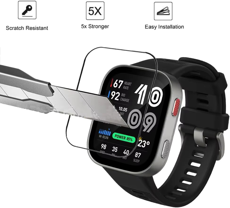 Displayschutz Glas für Amazfit Bip Max, transparent - Bild 6
