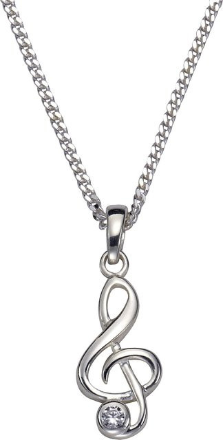 Zeeme Halskette 925 Silber, rhodiniert, Notenschlüssel, Zirkonia weiß, Damen - Bild 1