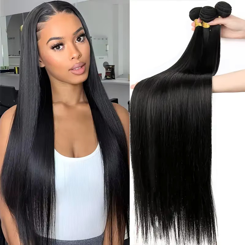 Lucasar Echthaar-Extensions, gerade, Naturschwarz, Damen - Bild 2