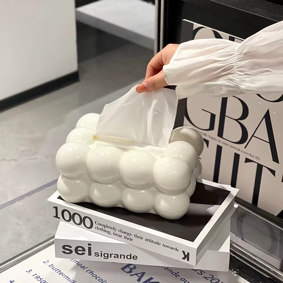 Cloud Design Taschentuchbox aus Kunststoff für Wohnzimmer und Küche in Schwarz oder Weiß - Bild 2