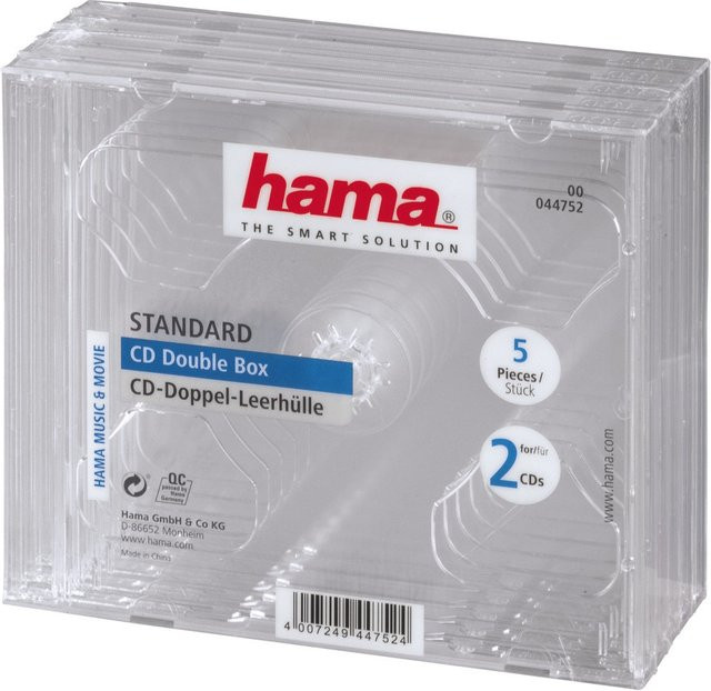 Hama CD-Doppel-Leerhülle Standard, 5er-Pack, Transparent - Bild 1