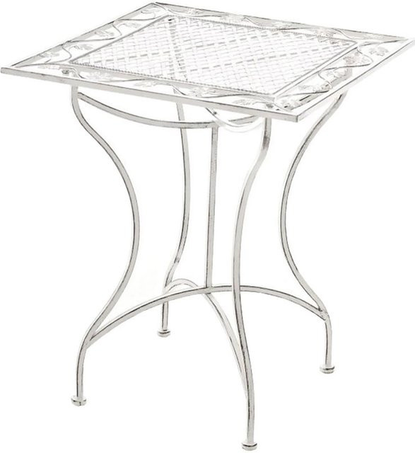 DELUKE Gartentisch FINN im Jugendstil aus Eisen, Farbe Weiß, B/T/H: 60 x 60 x 72 cm - Bild 1