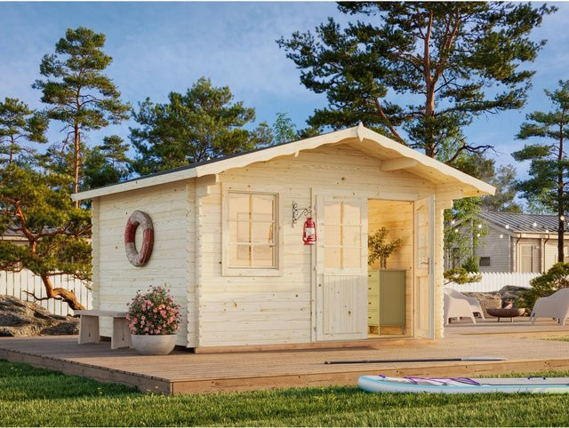 Palmako Gartenhaus Emma aus Holz in Hellgrau-Anthrazit B/T: 360 x 300 cm - Bild 1