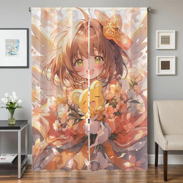 2er-Set Küchenvorhänge und Verdunkelungsvorhänge mit Grafikdesign, Breite: 50 cm, Höhe: 70 cm, Mehrfarbig - Bild 1