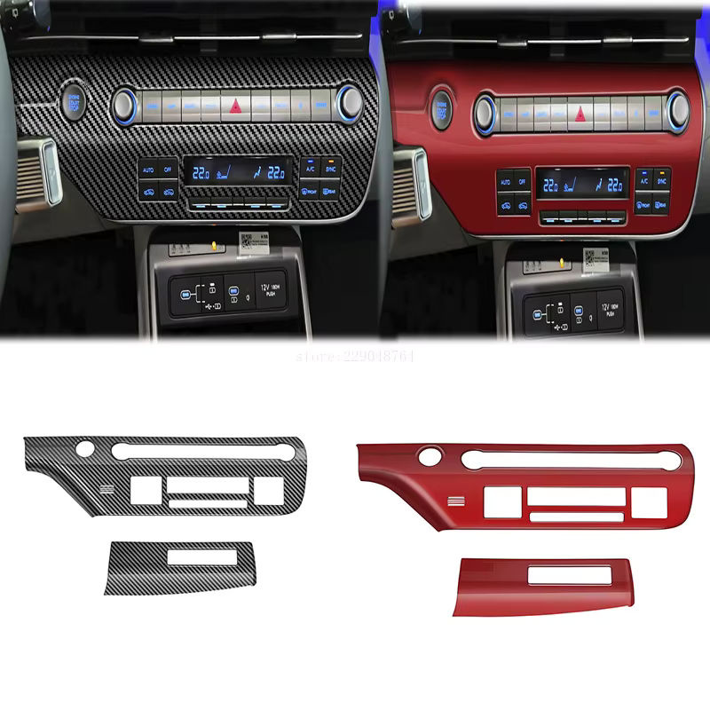 Fensterheber-Schalterabdeckung und Klimaanlagen-Auslassabdeckung für Hyundai Kona 2024 2025 aus ABS und Carbonfaser in Rot/Schwarz - Bild 4