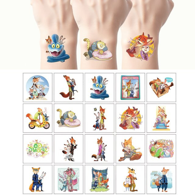 Disney Zootopia temporäre Tattoos, 40 Stück, Nick Judy Hopps, wasserfeste Fake-Tattoo-Aufkleber - Bild 1