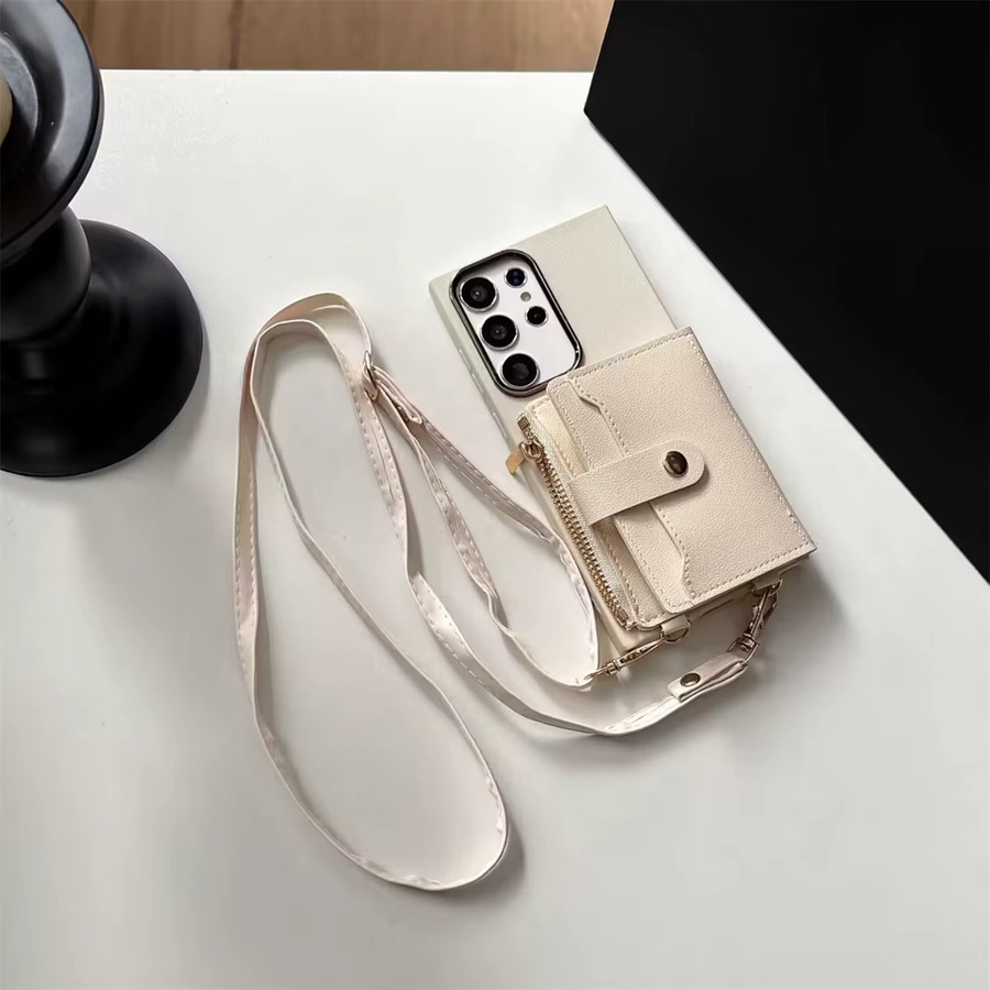 Lederne Crossbody Handyhülle mit Brieftasche für Samsung Galaxy S25 Ultra S24 S23 S22 S21 FE A56 A55 A36 A17 A16 A07 A06 in Braun - Bild 2