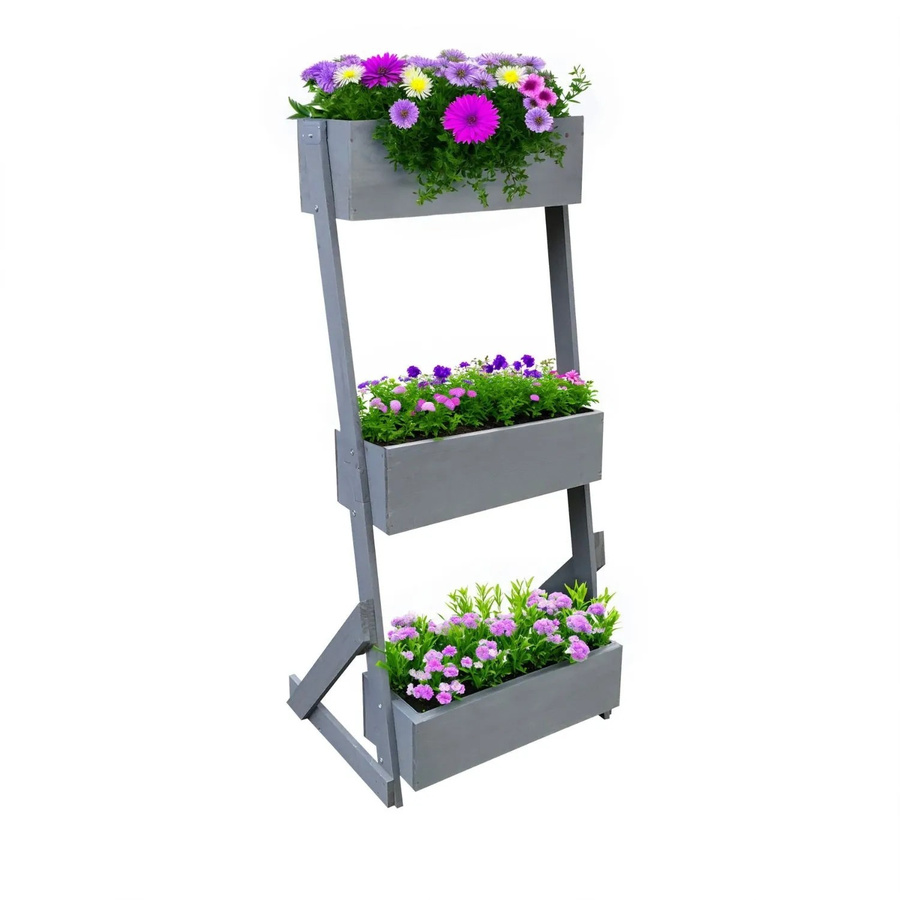 Coemo Vertikalbeet Petra Hochbeet aus Tannenholz in Braun, 3 Etagen, höhenverstellbar und neigbar, H: 142 cm, B: 54 cm, T: 54 cm - Bild 2