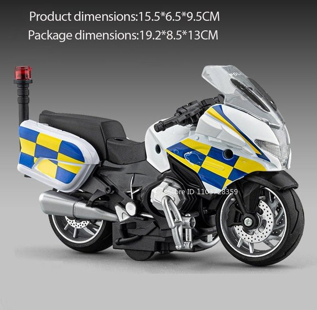 Linyi toy car R1250Rt Miniaturmodell Spielzeugmotorrad, Polizei, mit Licht und Sound, 1:14, ab 14 Jahren - Bild 1