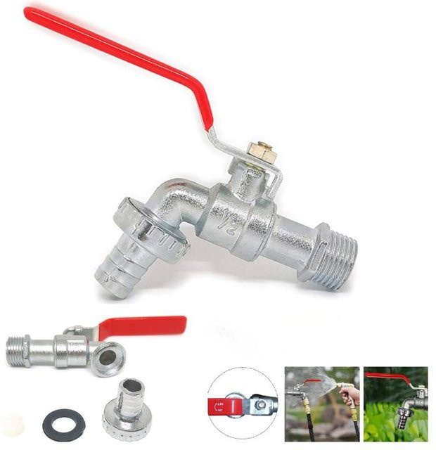 HUXUAN Messing Wasserhahn für IBC Tank mit 1/2 Zoll Anschluss und Schlauchstutzen für Gartenbewässerung und Outdoor-Einsatz - Bild 1